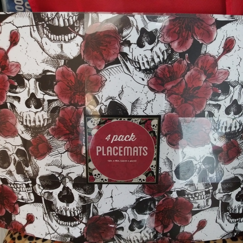 Halloween Skull Washable Placemats Set Of 4